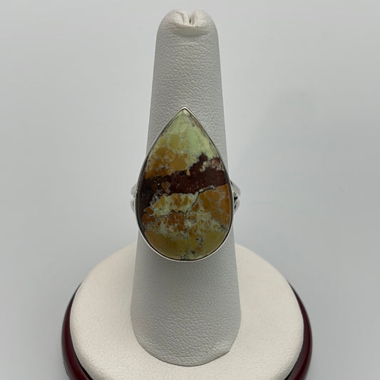 Citron Chrysoprase Bezel Set Ring Size 8.5