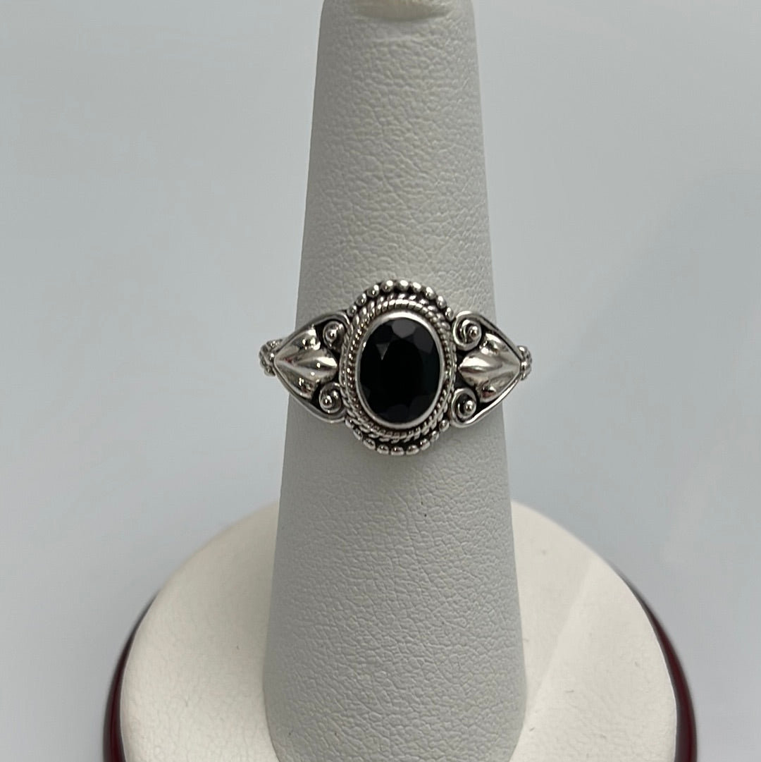 Black Onyx Filigree Ring Sizes 5-10