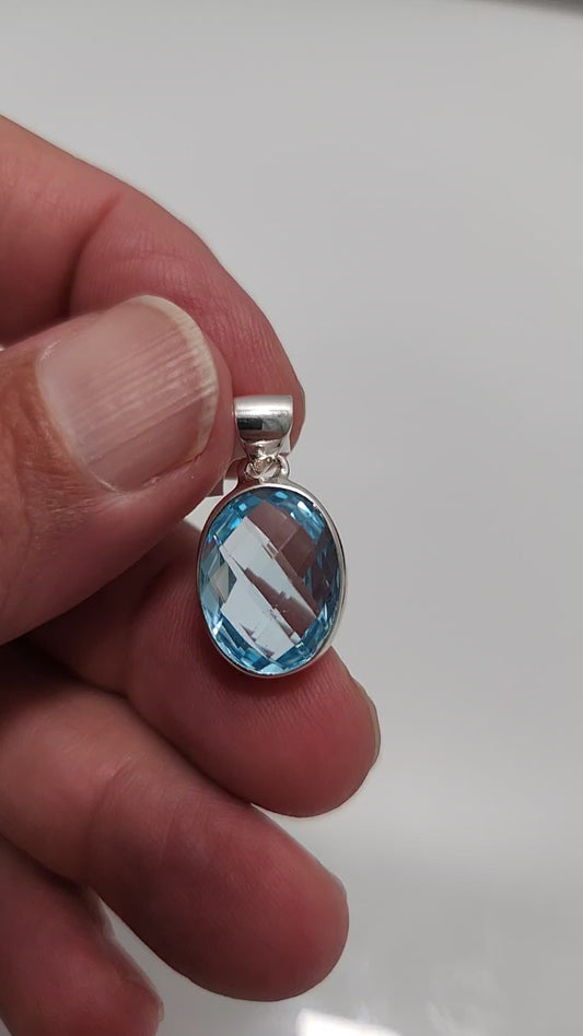 Blue Topaz Oval Pendant