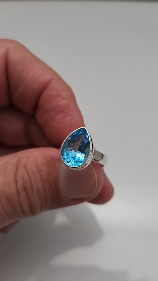 Swiss Blue Topaz Ring sz 5