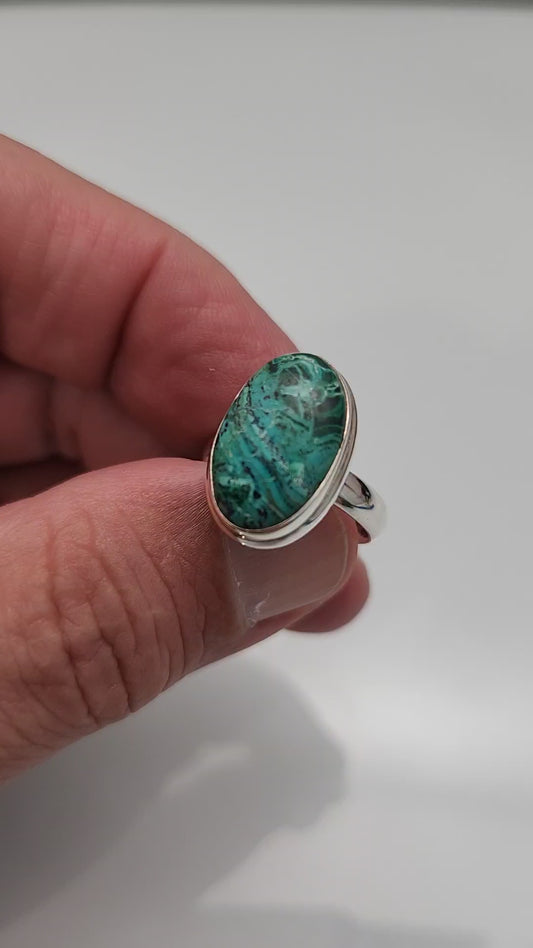 Malachite Chrysocolla Ring sz  8