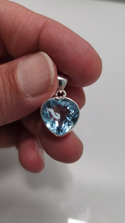 Blue Topaz Heart Shape Pendant