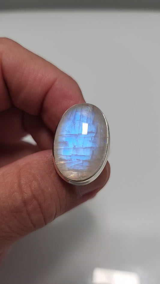 Rainbow Moonstone Ring sz 6.5