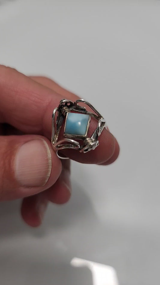 Larimar Moonstone Rotating Flip Ring sz 5-10