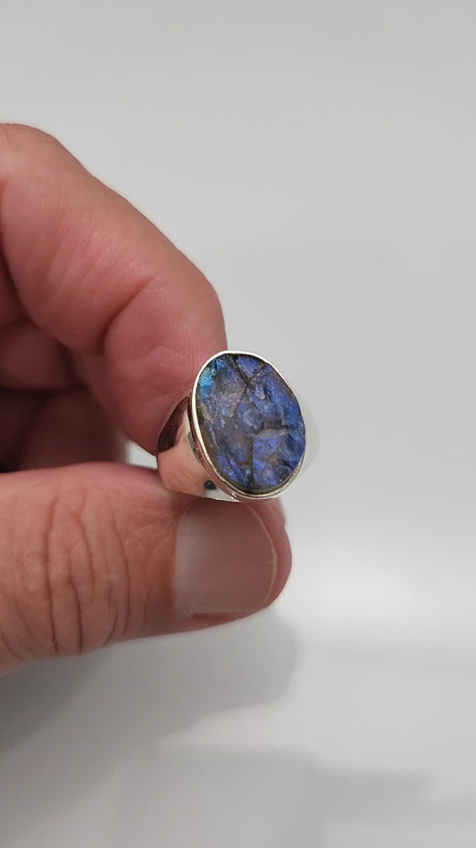 Rough Labradorite Ring sz 8.5