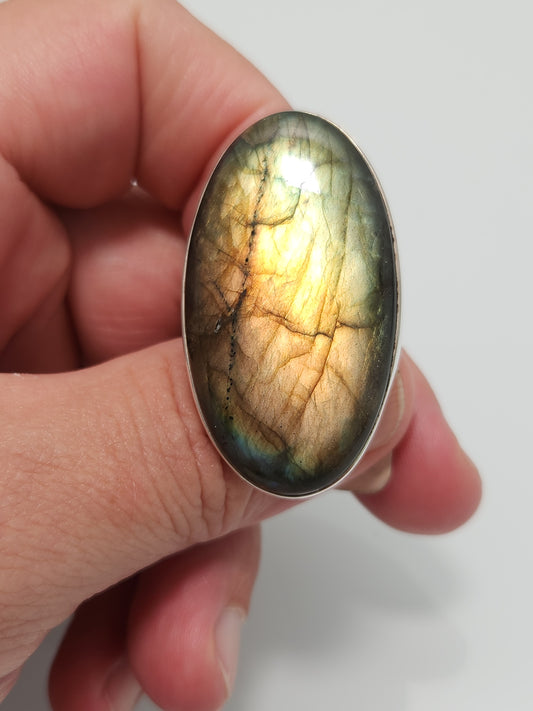 XL Golden Labradorite Ring sz 8