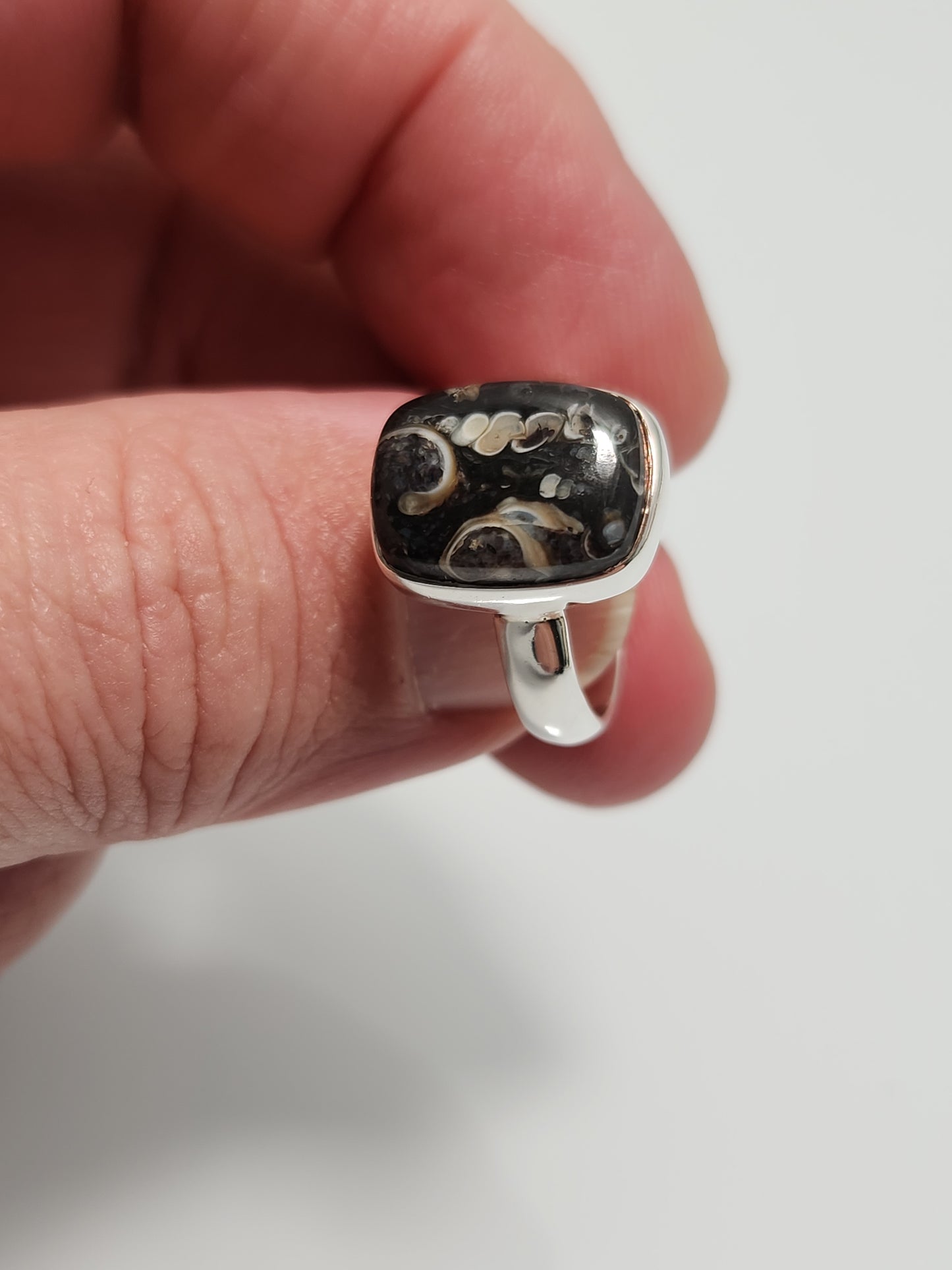 Sea Shell Fossils Ring sz 7.5