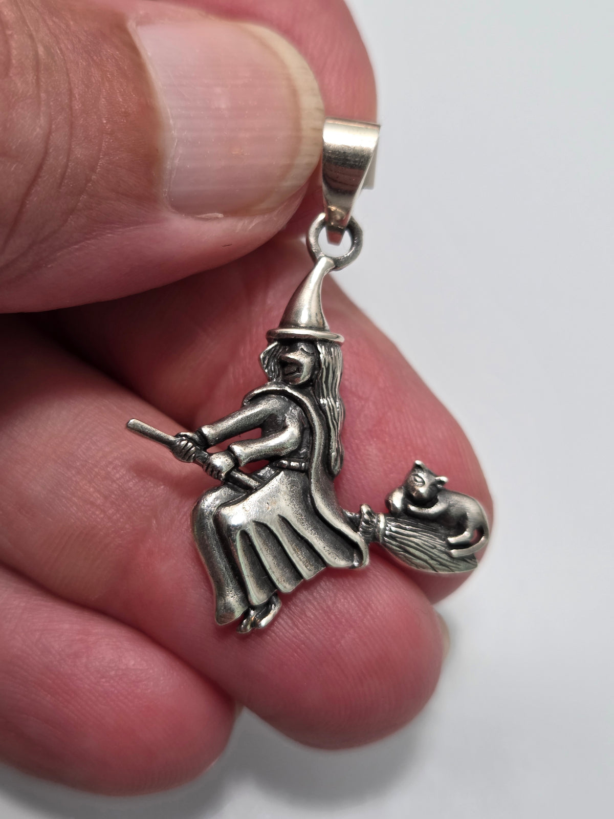 Sterling Silver Witch Pendant