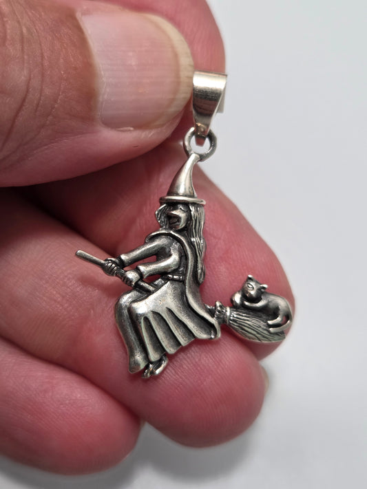 Sterling Silver Witch Pendant
