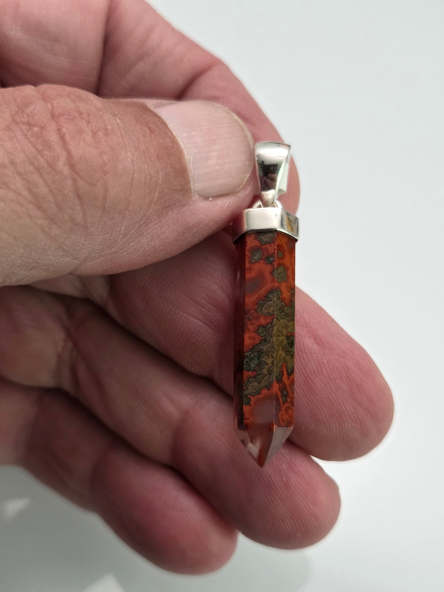 Seam Agate Point Pendant