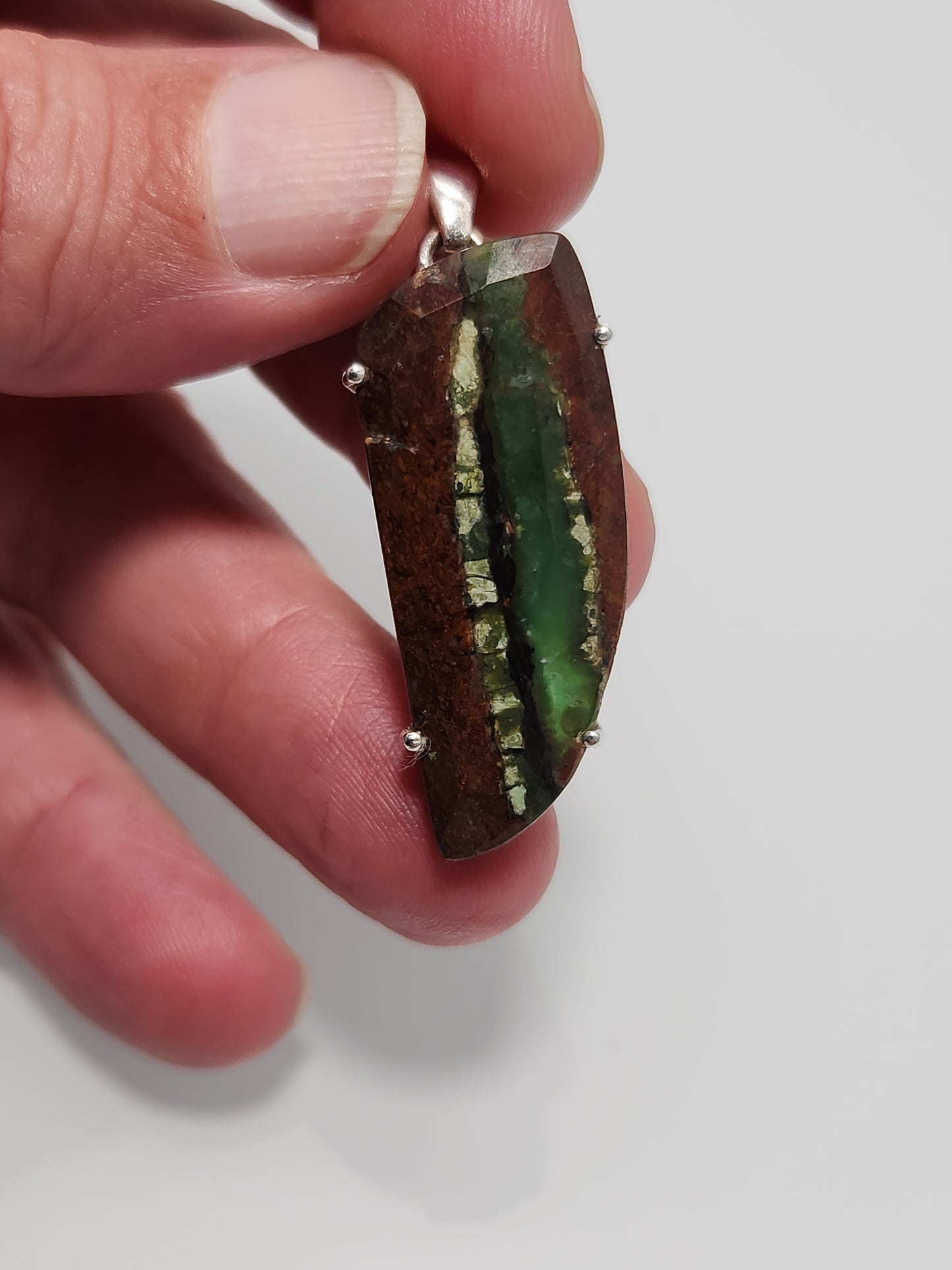 Boulder Chrysoprase Faceted Pendant