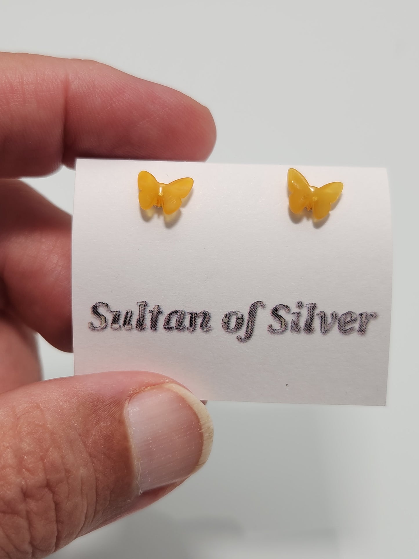 Butterscotch Amber Butterfly Studs 🦋