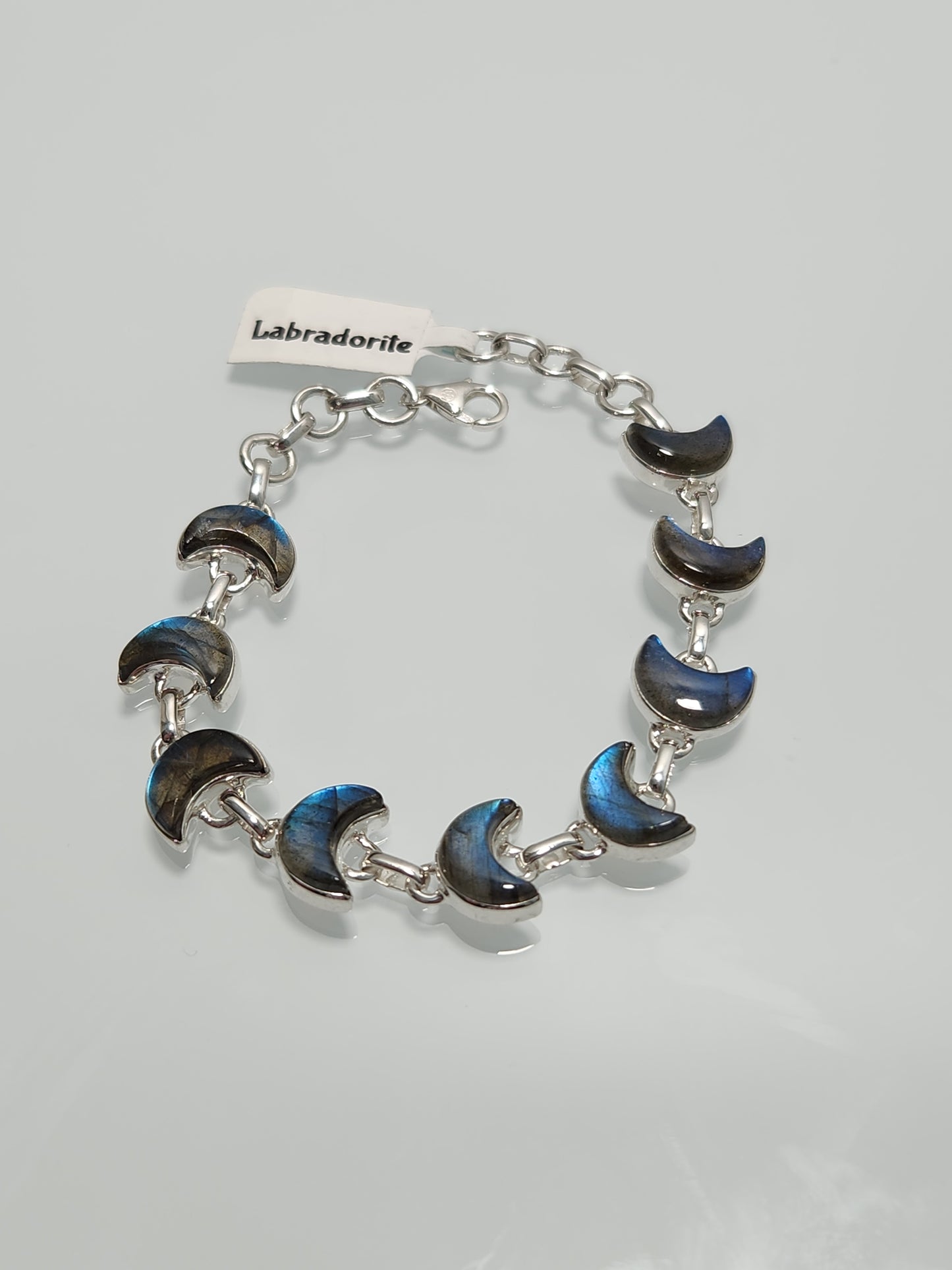 Blue Labradorite Moon Bracelet 7"-8" adjustable