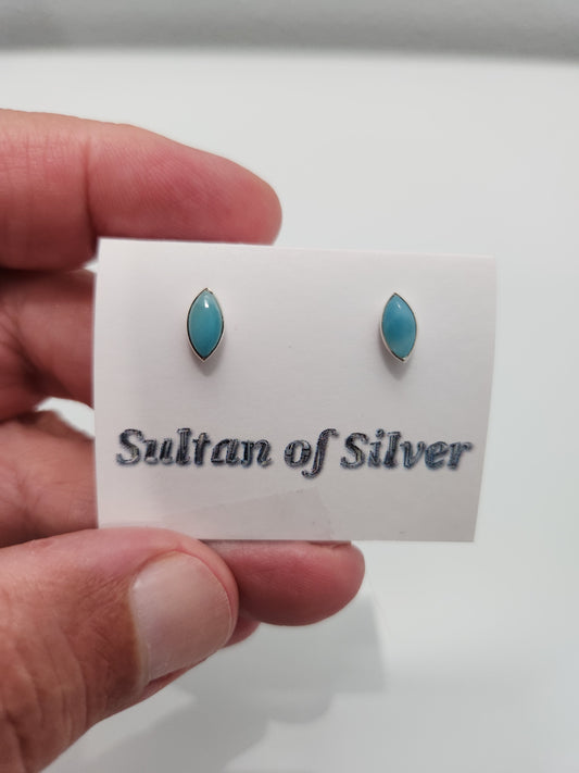 Larimar Marquise Studs