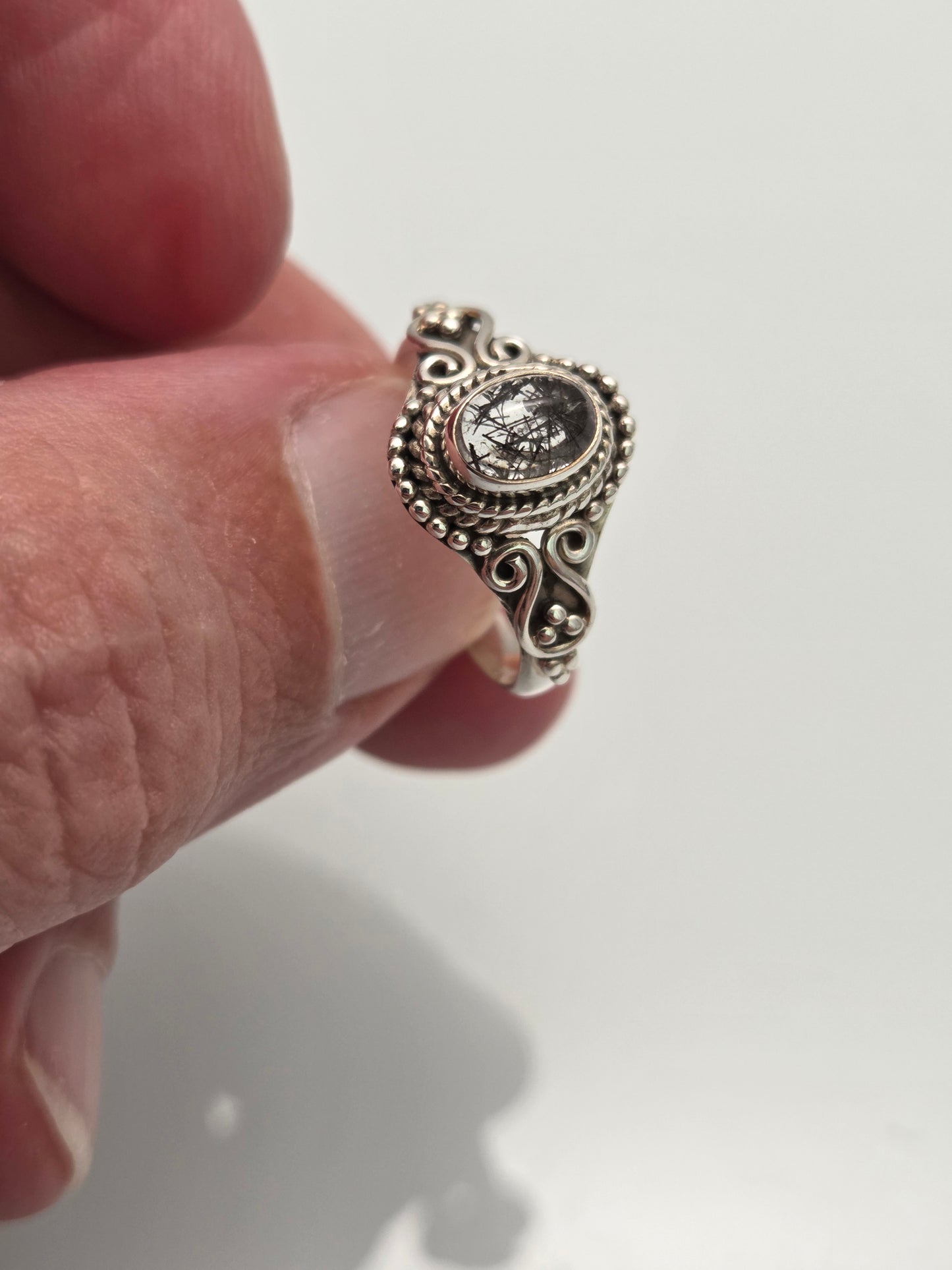 Black Rutile Ring sz 8
