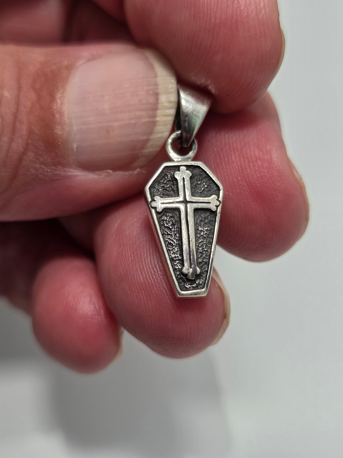 Sterling Silver Coffin Pendant