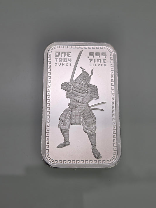 .999 Pure Silver Samurai 1 Oz. Bar