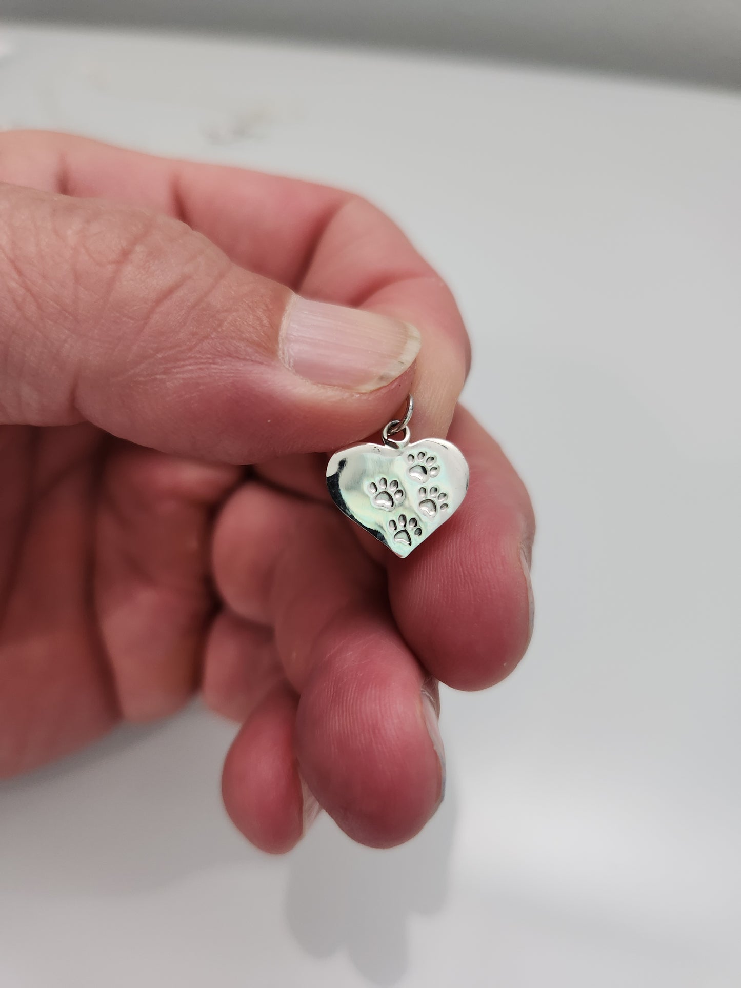 Paw Print Heart Charm