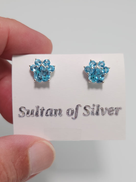 Swiss Blue Topaz Studs Paws