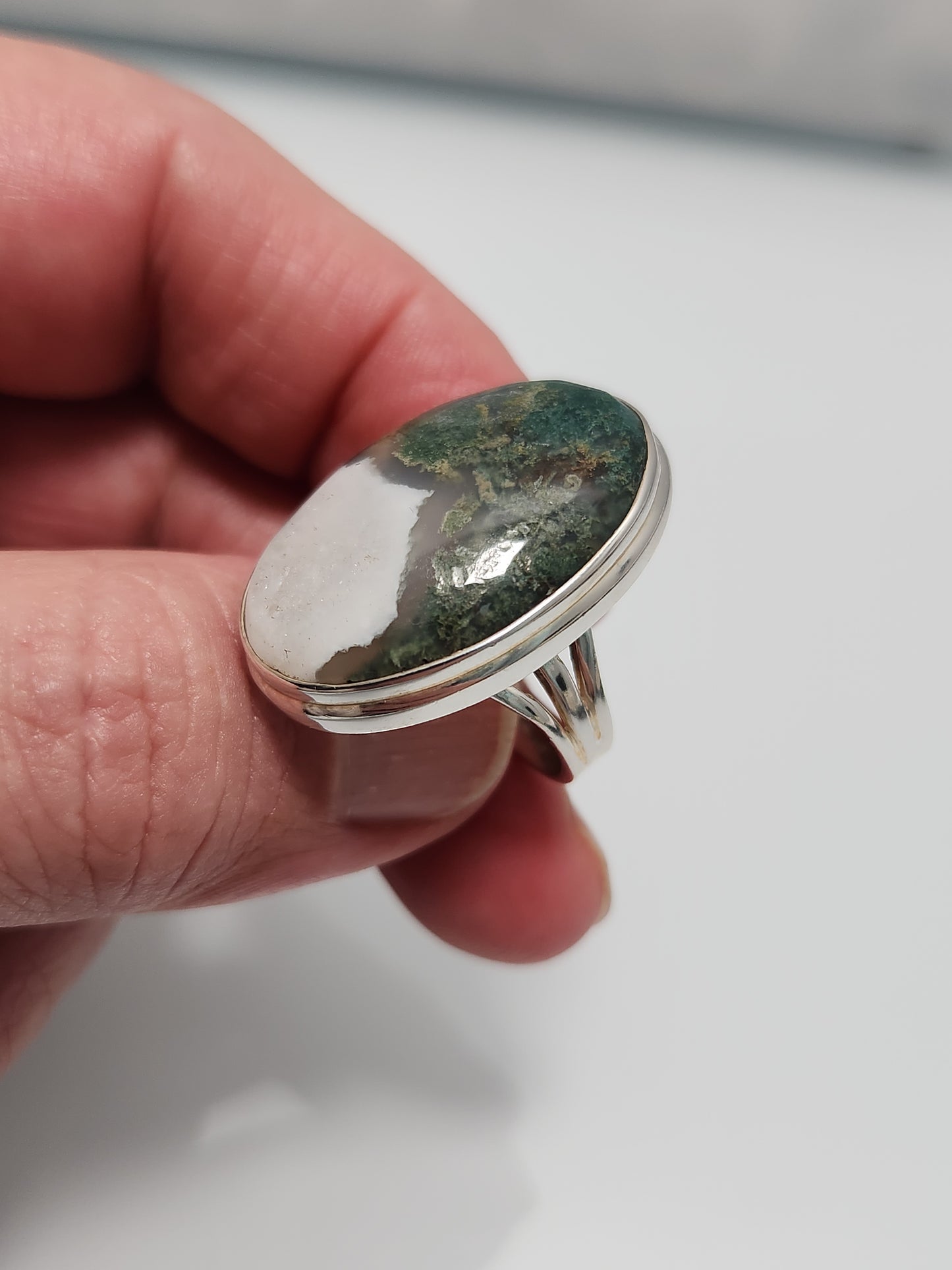 Moss Agate Ring sz 8