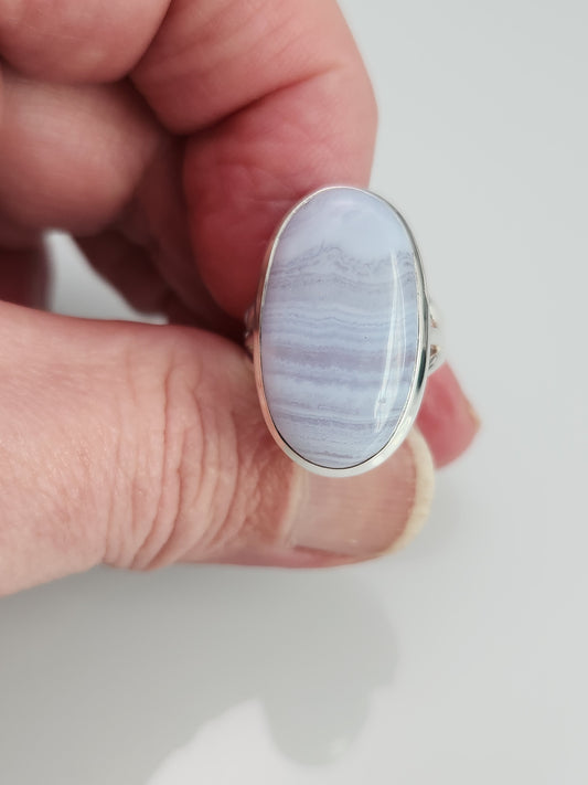 Blue Lace Agate Ring sz 8