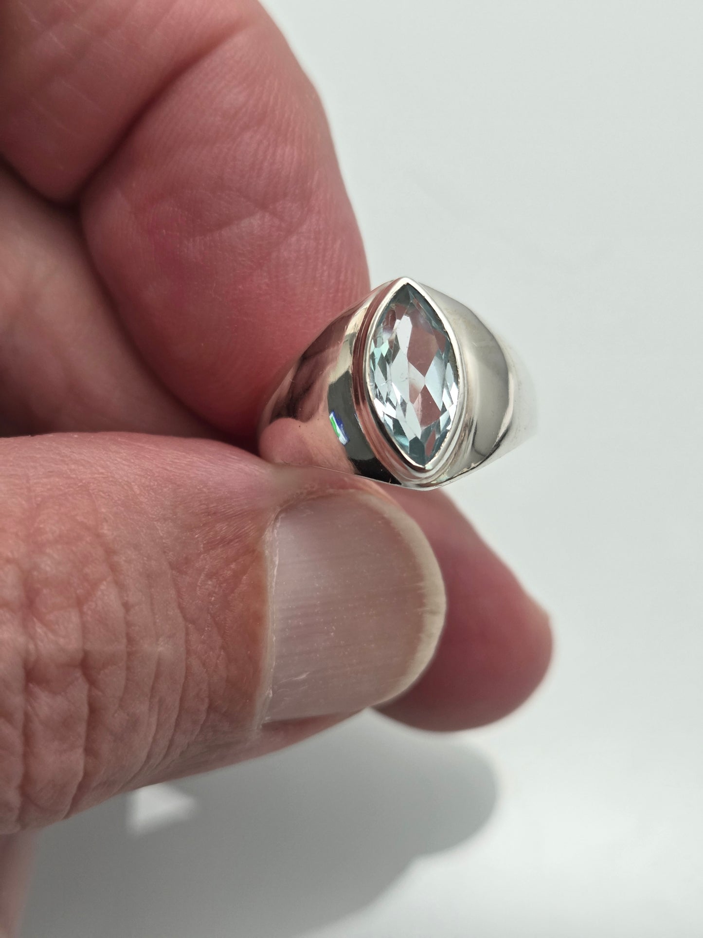 Blue Topaz Marquise Ring sz 7.5