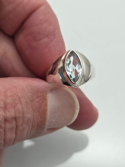 Blue Topaz Marquise Ring sz 7.5