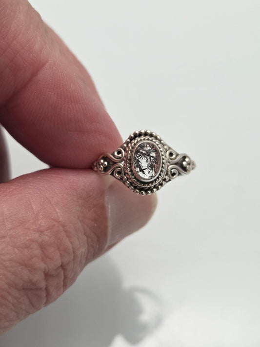 Black Rutile Ring sz 8