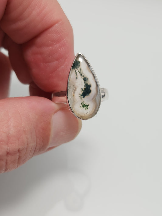 Moss Agate Ring sz 8.5