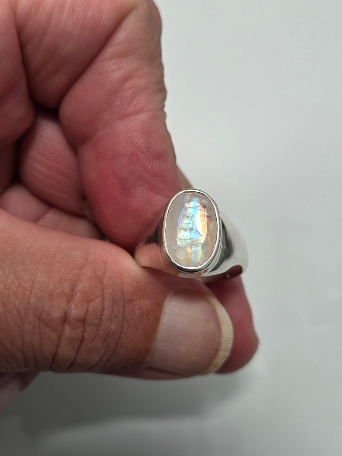 Moonstone Faceted Gem Ring sz 8.5